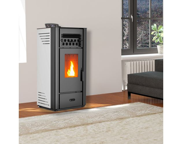 Salamandra a pellets a ar anita 10 kw branco sannover + kit chaminé